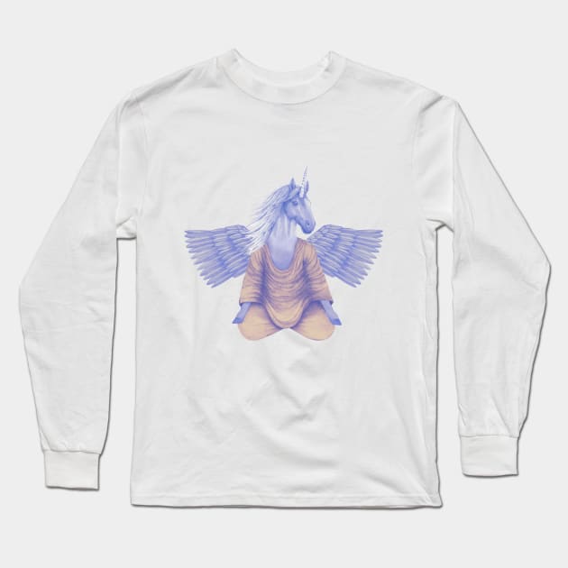 meditating pegasus 2 Long Sleeve T-Shirt by KindSpirits